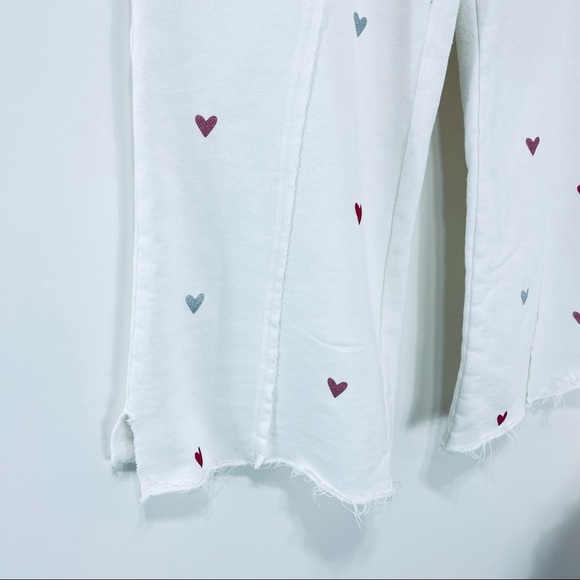 525 Heart French Terry Crop Sweatpants Drawstring Waist Size Small in White - Picture 5 of 11